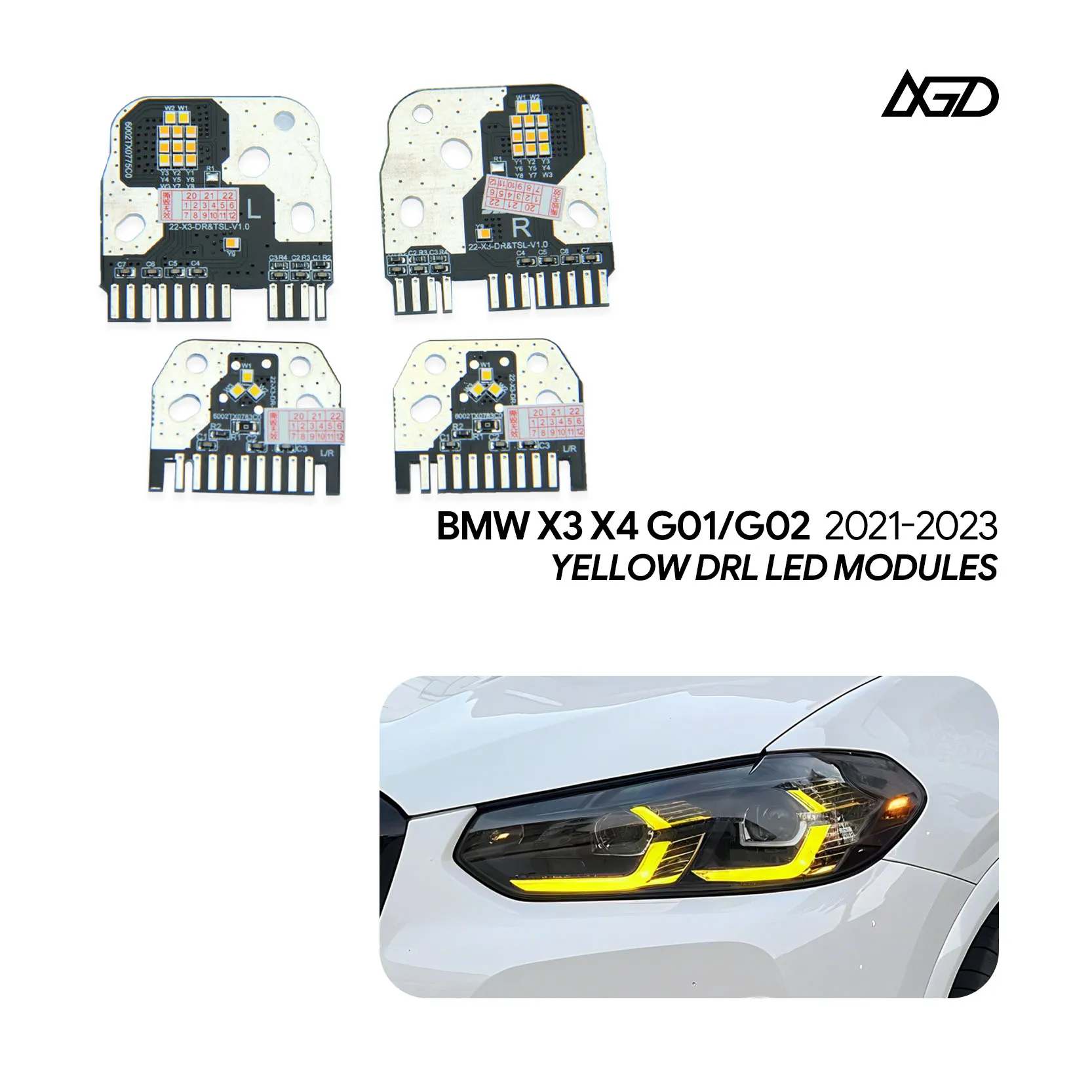

CSL Style Yellow Angel Eyes LED Boards For 2022 2023 BMW G01 G02 LCI X3 X4 X3M X4M F97 F98 LED Fits US Version LED Headlight