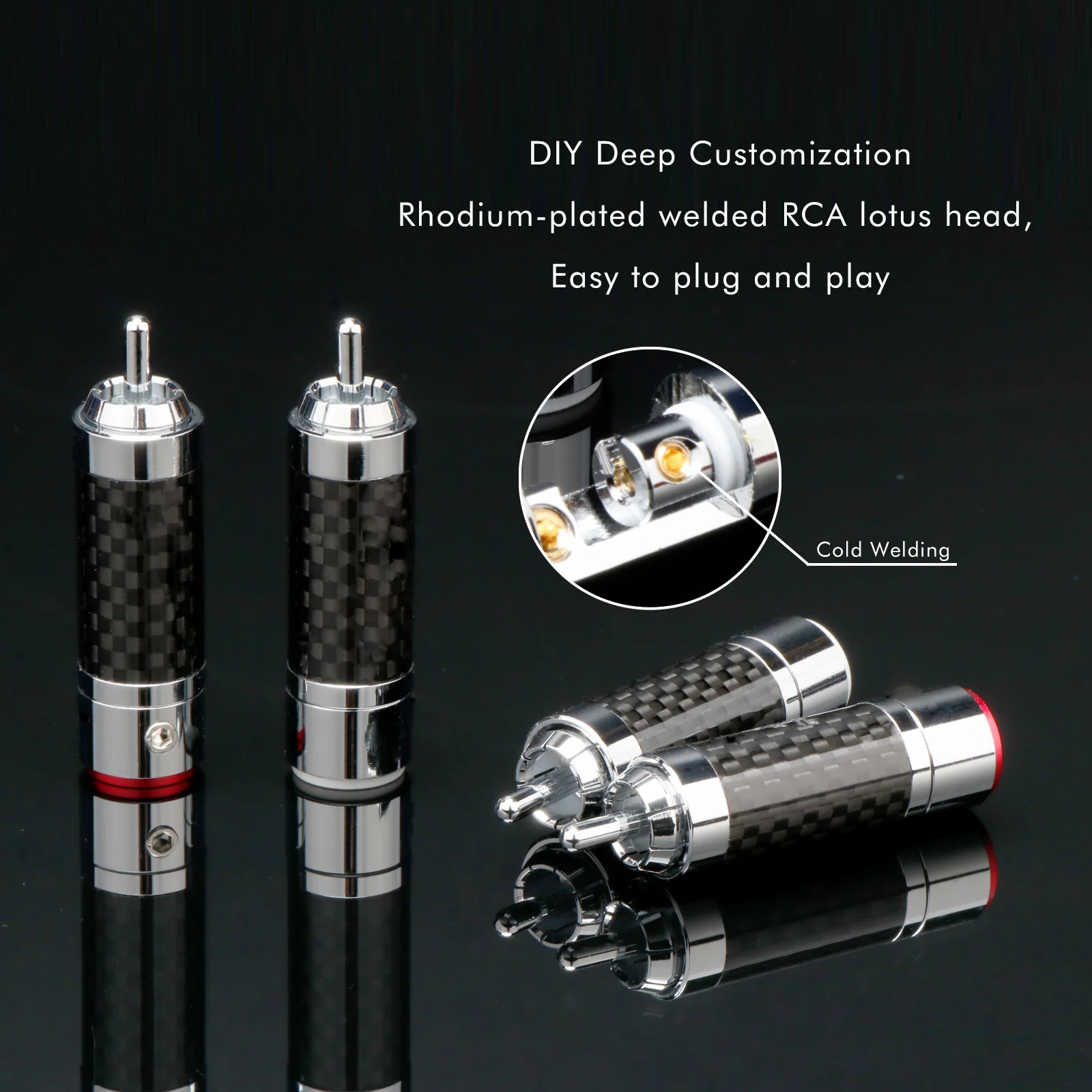 

RCA Connectors Speaker Jack Carbon Fibre Tellurium Copper Rhodium Plated For HiFi Audio Amplifier DIY HiFi & Home Theater
