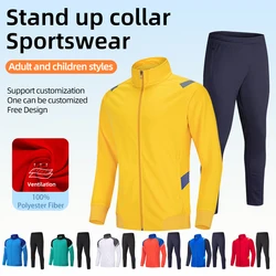 Adult Kid Soccer Jersey Uniform Customize Sports Clothes Long Sleeved Football Shirts Men Futsal Sportswear Training Tracksuit