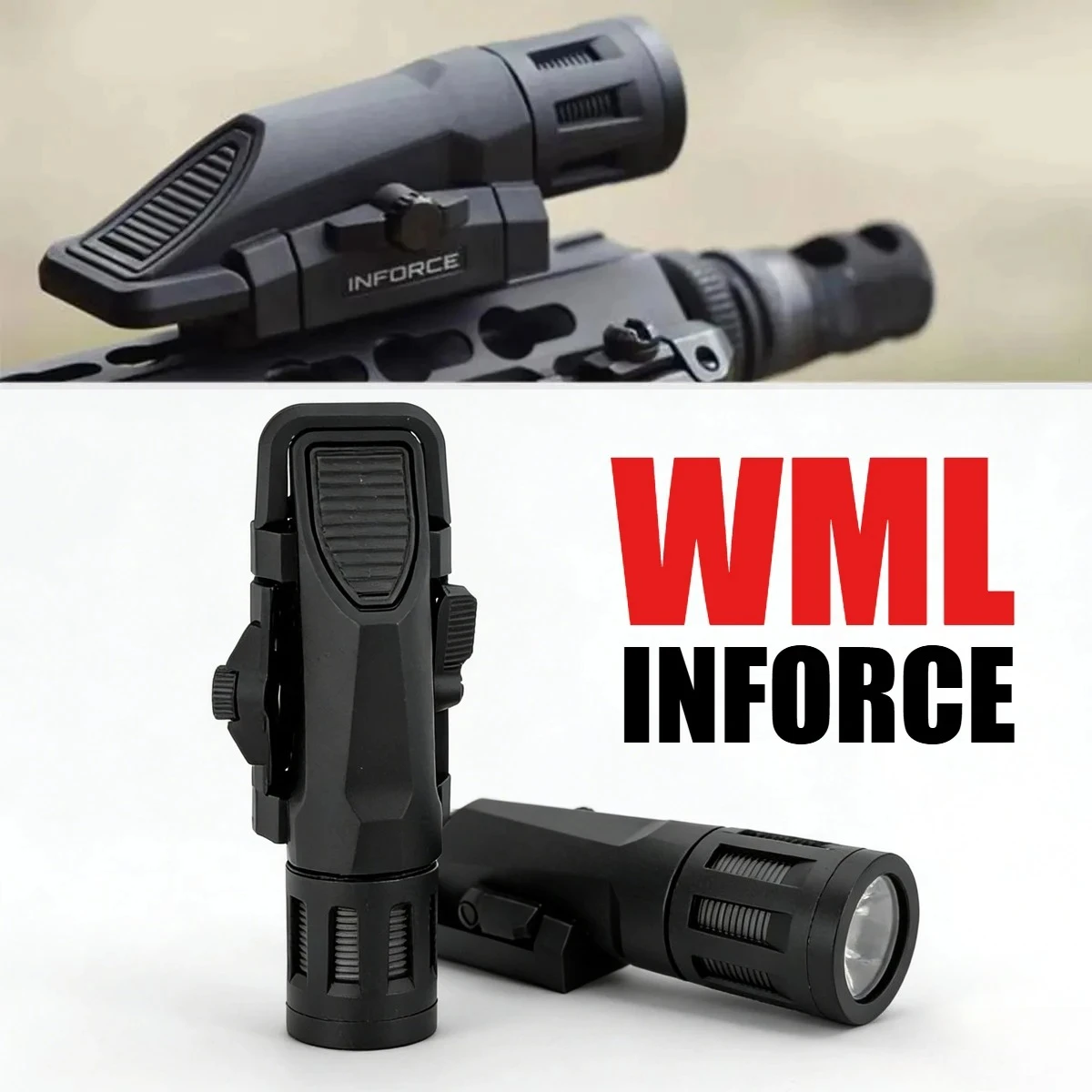 Lampe tactique WML Scout Light à éclairage constant, stroboscopique et momentané pour fusil, rail Picatinny MLK pour AK Inforce, AR15, HK416, chasse.