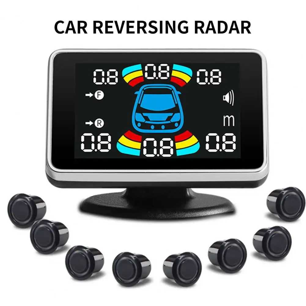 

1 Set Car Reversing Radars Visual Image Integration Buzzer Alarm Rearview Camera with 8 Probes Parking System Auto Accessories