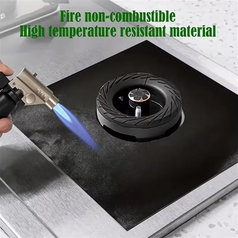 8PCS Reusable Non Stick Gas Stove Burner Covers PTFE Heat Resistant Oil Splash Guard Mats for Kitchen Cooktop Cleaning
