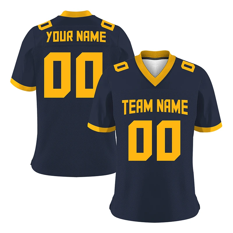 Men Jersey Footbal American Dark Blue 2022 2023 Custom Match Ruby Shirt Mesh Sublimation Blanks Team/Name Sportwear