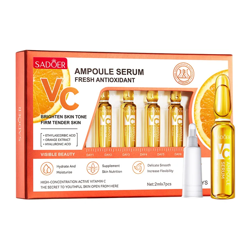 2ml*7 Ampolas/Caixa Essência de Vitamina C, Hidratação Profunda, Rica em Ingredientes de Vitamina C para Cuidados com a Pele, Deixa a Pele com Aparênc