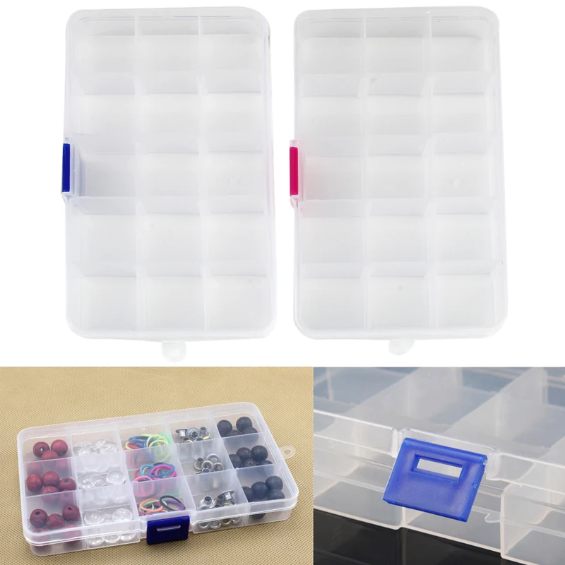 Lightweight Plastic Storage Container with Adjustable Divider for Earring 15Grid