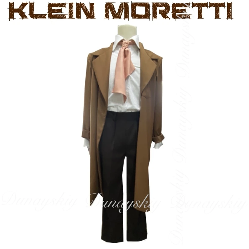 سيد الألغاز أنيمي كلاين موريتي WICCON Codename كذبة مع مجموعة المعطف البني وشعر مستعار أسود Helloween WICCON زي البدلة