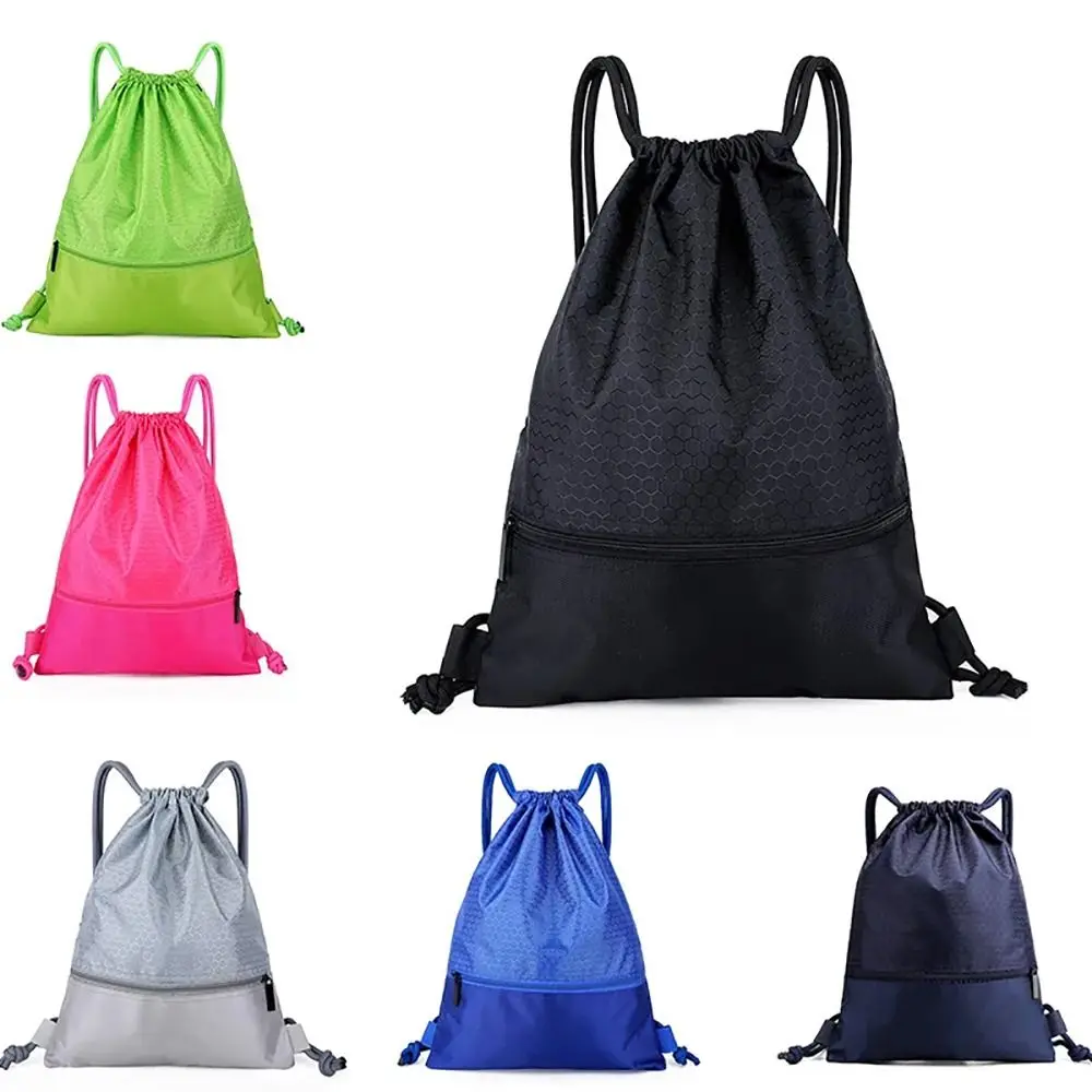 

Simple Backpack Unisex Fitness Backpack Sports Drawstring Pocket Lightweight Basketball Helmet Storage Bag Oxford Zipper Bag