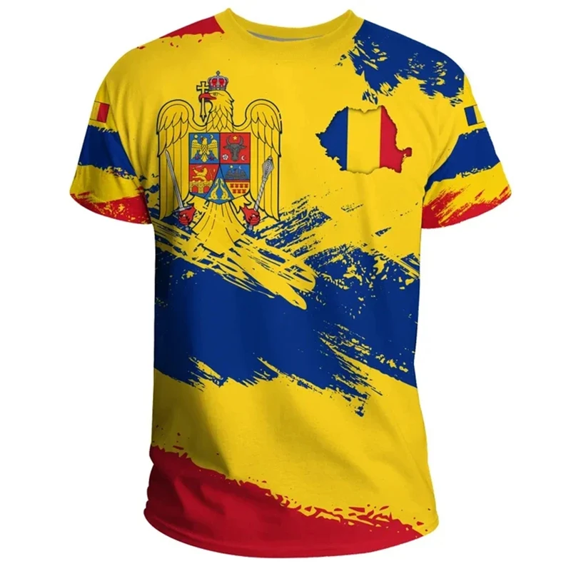 Romania National Flag 3d Print T Shirts For Men New Fashion Romanian Print Short-sleeve T-shirt Streetwear Unisex Tops Camisetas