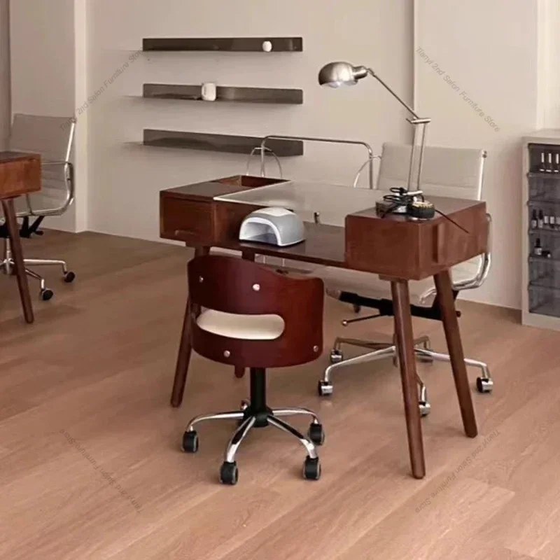 Dressing Glass Tabletop Manicure Table Luxury Storage Retro Simple Nail Tables Nail Artist Salon Furniture Mesa Manicura LLMT