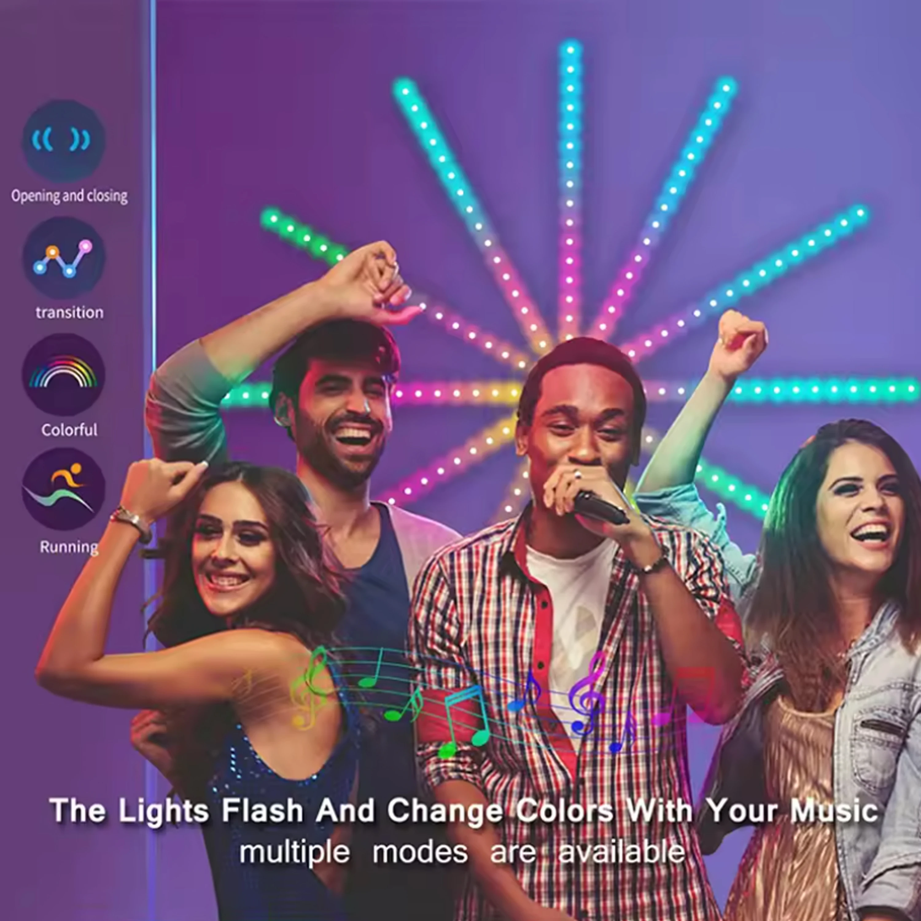 Lampu Strip LED USB 5V RGBlC Kembang Api Kontrol Aplikasi Bluetooth Lampu Pintar Sinkronisasi Musik Dekorasi Kamar Tidur Lampu Impian Lampu Strip LED