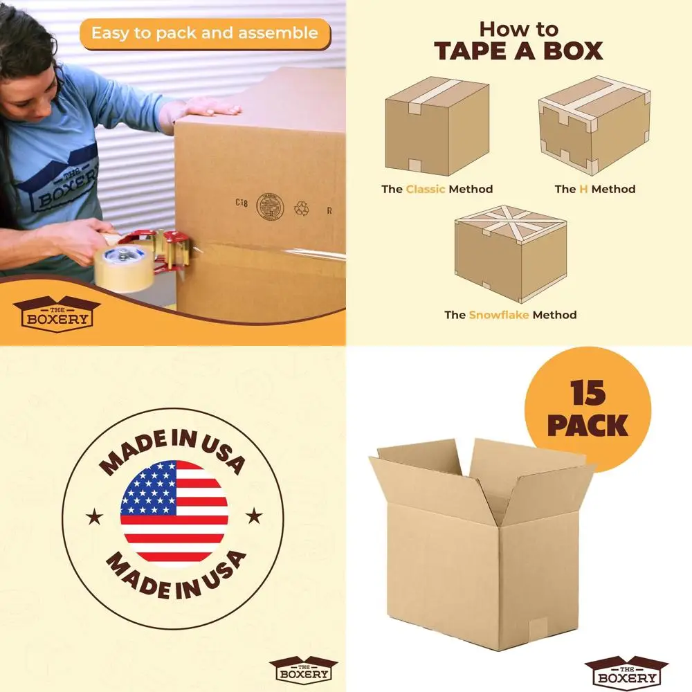 

24x20x18 Inches Brown Corrugated Cardboard Boxes, 15-Pack for Shipping, Packing, Moving, and Storage - Durable, Eco-Friendly, Re