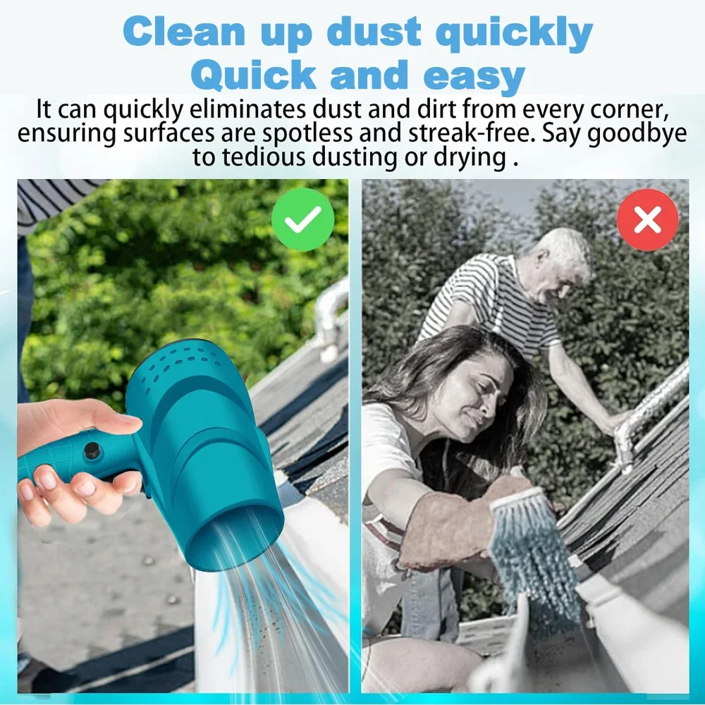 High Powerful Wireless Blower Violent Fan High Stepless Speed Duct Fan Handheld Mini Turbo Jet Fan for Makita 18V (No Battery)