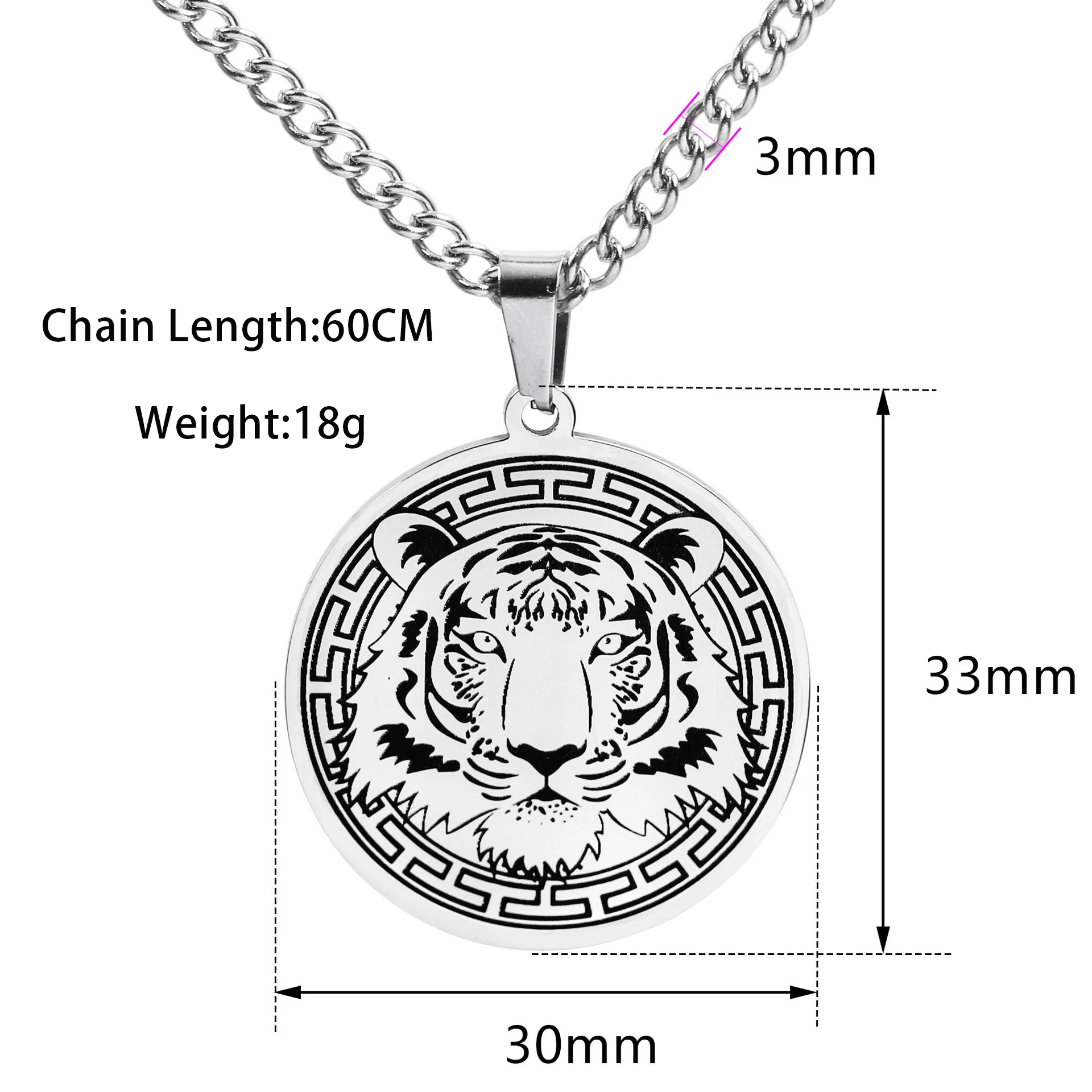 Men's Necklaces Stainless Steel Bear/Tiger/Wolf/Lion Pendant Jewelry Chain Necklace Personality Male Animal Head Necklaces Gifts