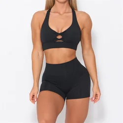 TRY TO BN Shorts Yoga Sets Hollow Sports Bra Fitness Women's Tracksuit Side Pocket Sportswear Workout Leggings Cycling Gym Suits