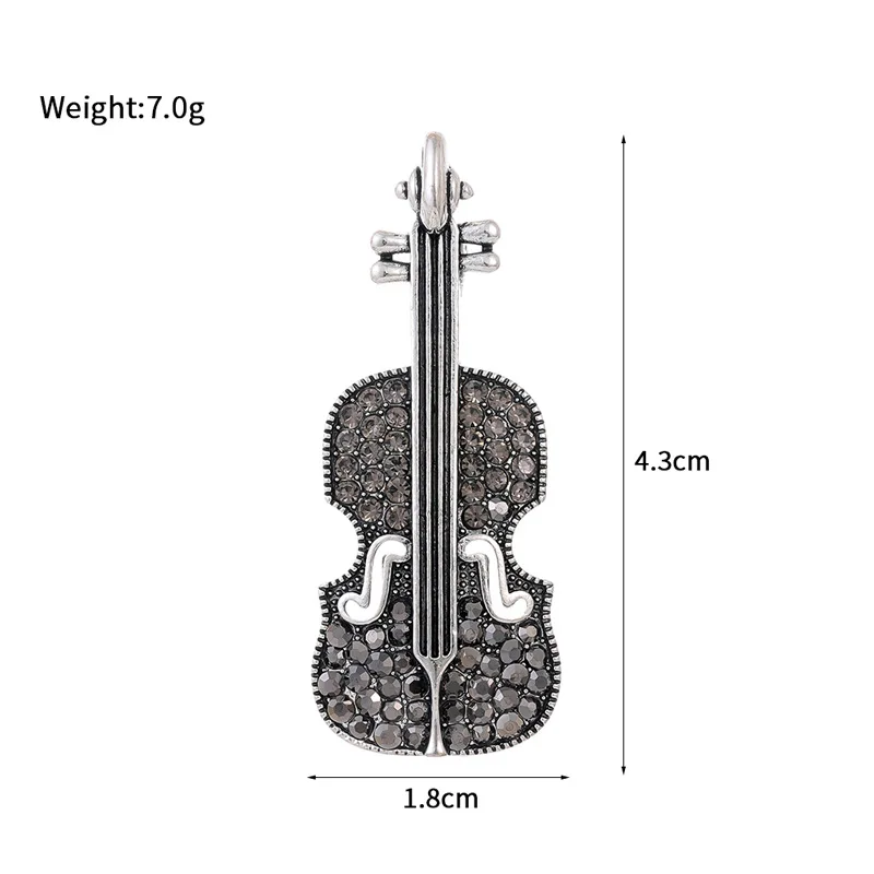 Fashion Personality Violin Brooch Female Versatile Rhinestone Retro Pin Musical Instrument Oil Drip Brooch Suit Clothing Collar