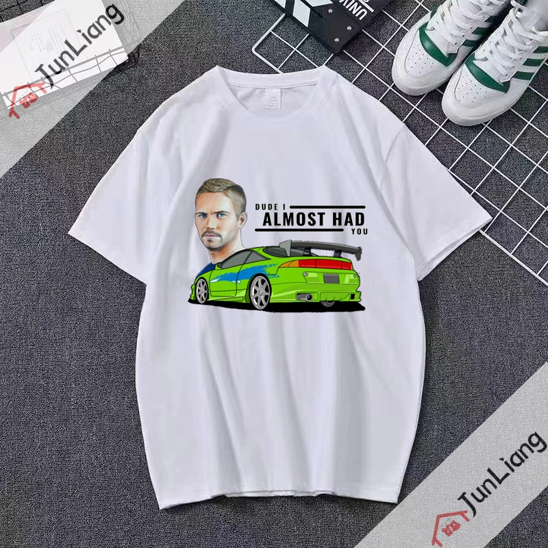 Paul Walker T Shirts Fast and Furious Retro Short Sleeved T-shirt for Women Man Goth Unisex Clothes