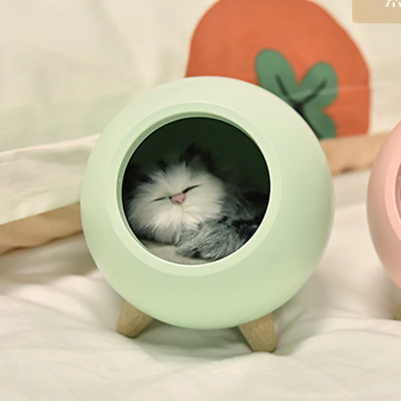 Creative Cute Little Cute Cat House Night Light Cute Kitten Bedside Sleeping Lamp USB Charging Touch Atmosphere Lamp