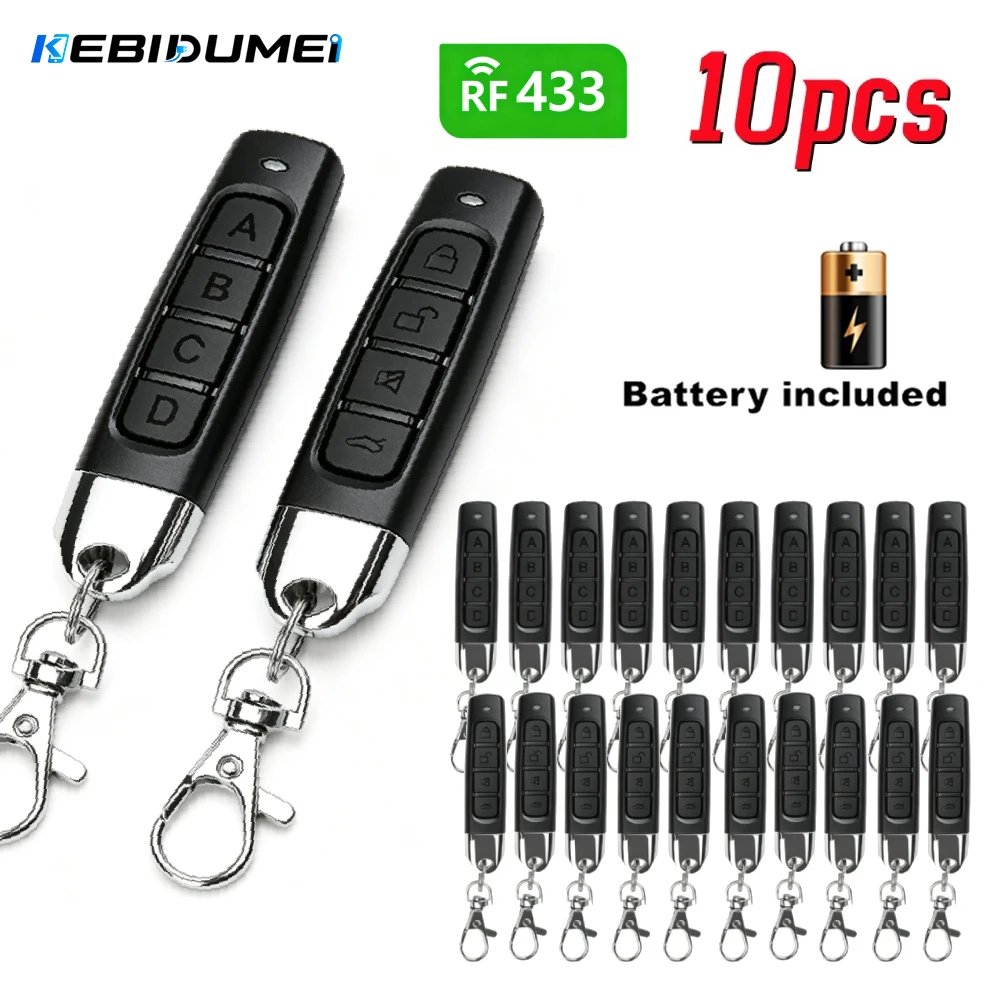 KEBIDUMEI 10PCS 433MHz Remote Control Duplicator Universal Remote Key Copy Replacement Garage Door Keychain 433MHz Transmitter