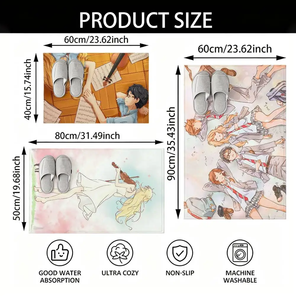 Hot Y-Your L-lie IN APRIL Comic Floor Mat Soft Non Slip for Entry Door Bathroom Indoor Home Decorative Carpet