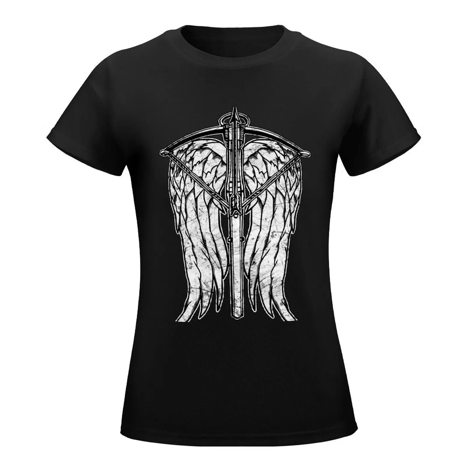 Angel Wings and Crossbow (Dirty) T-Shirt Blouse graphics Short sleeve tee clothes for Women