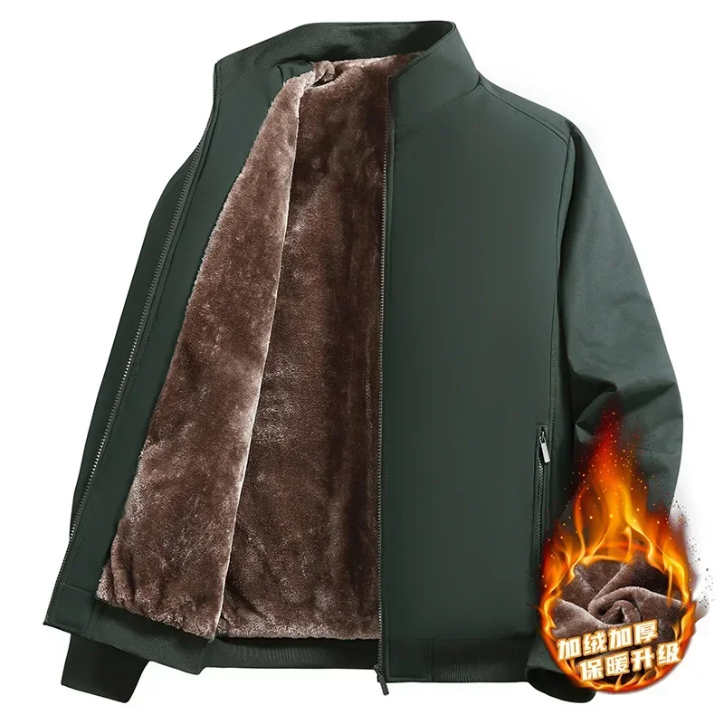 

Thickened Fleece Lined Warm Cotton Jacket Men's Large Size Winter Coat Korean Style Business Casual Straight Hem Zipper
