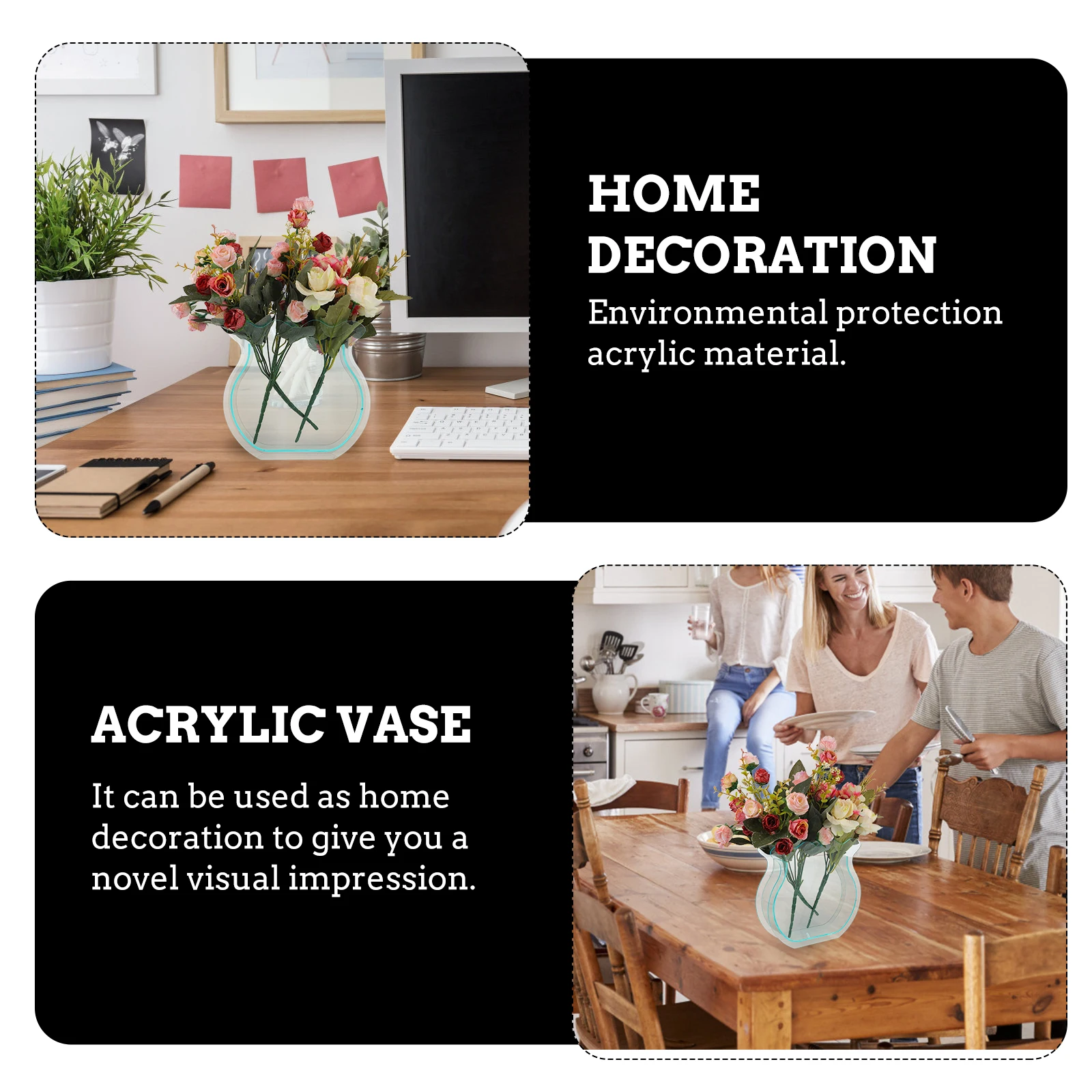 

Transparent Vase Home Ornament Centerpiece Flower Vases Tall Clear Arranging Acrylic for Flowers