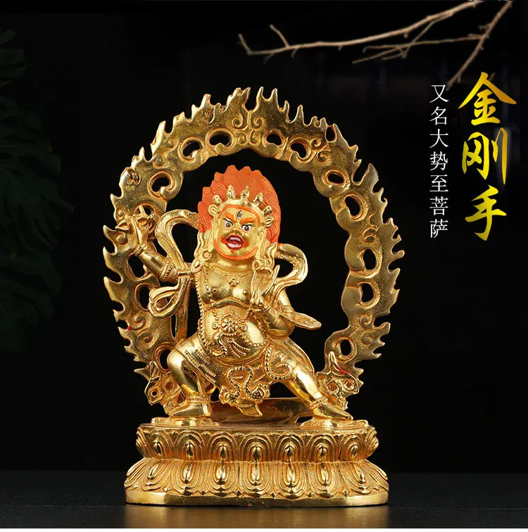 21CM large Asia GOOD buddha statue Temple all-powerful Vajrapani Vajra buddha Divine power Gold plating copper buddha statue