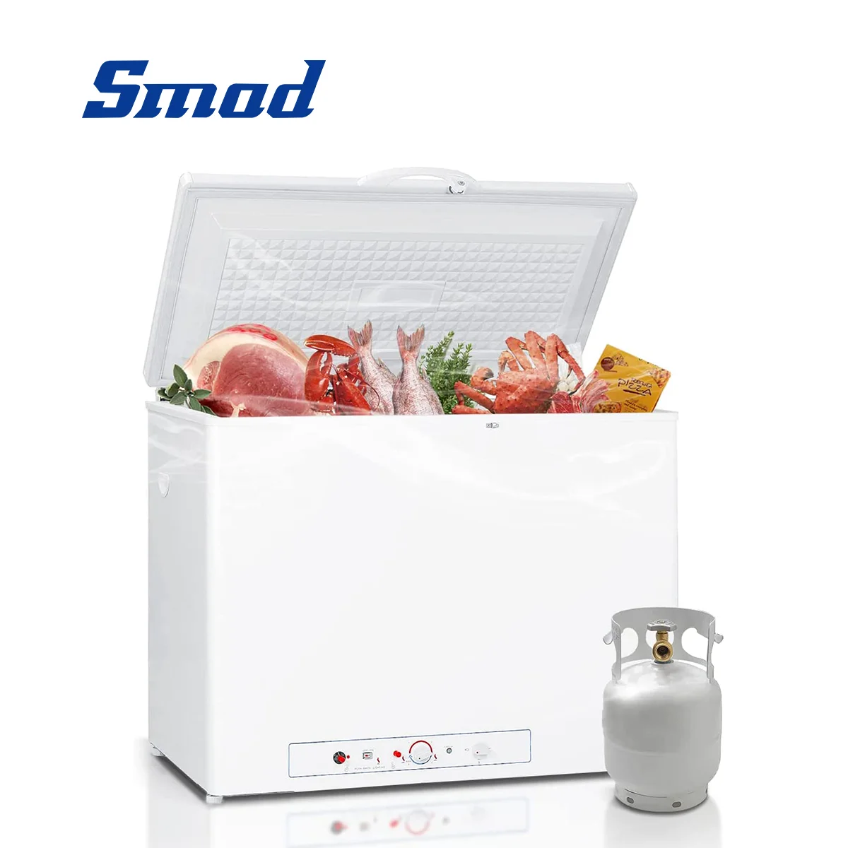 Smad Propane Freezer Fridge 12V for RV with Lock 7 Cu.Ft Outdoor Camper Electric LPG AC/DC 3-way Gas Absorption Black Chest