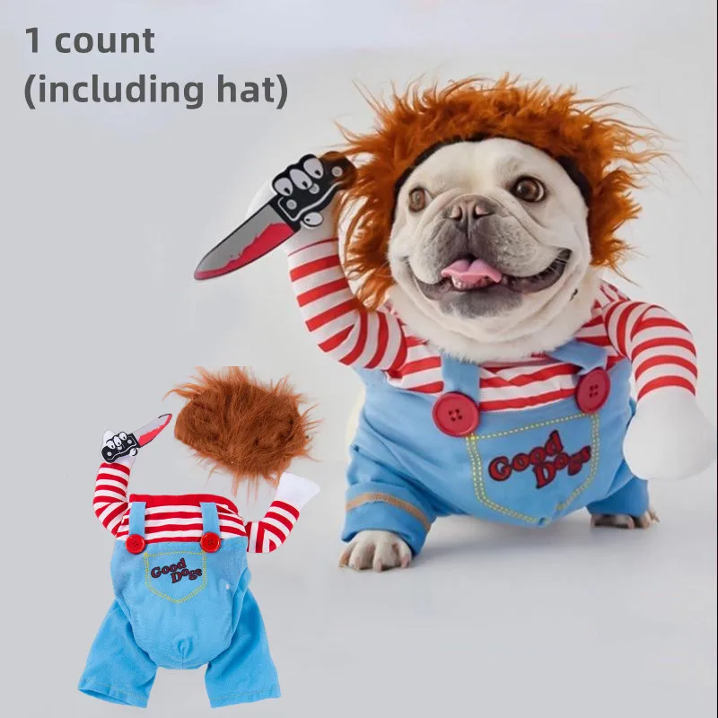 Funny Dog Clothes Cat Chucky Costume Halloween Party Costume Pet Standing Outfit