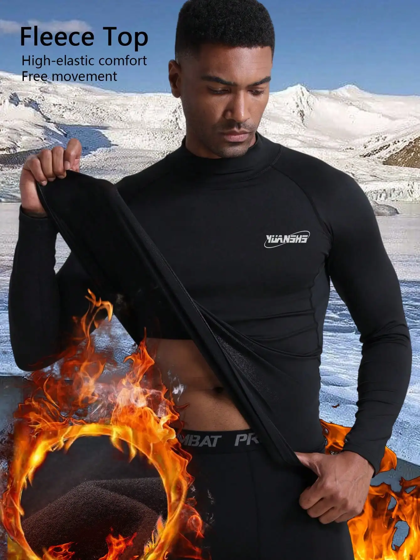 

Мужская термофутболка с флисовой подкладкой для активного отдыха в холодную погоду