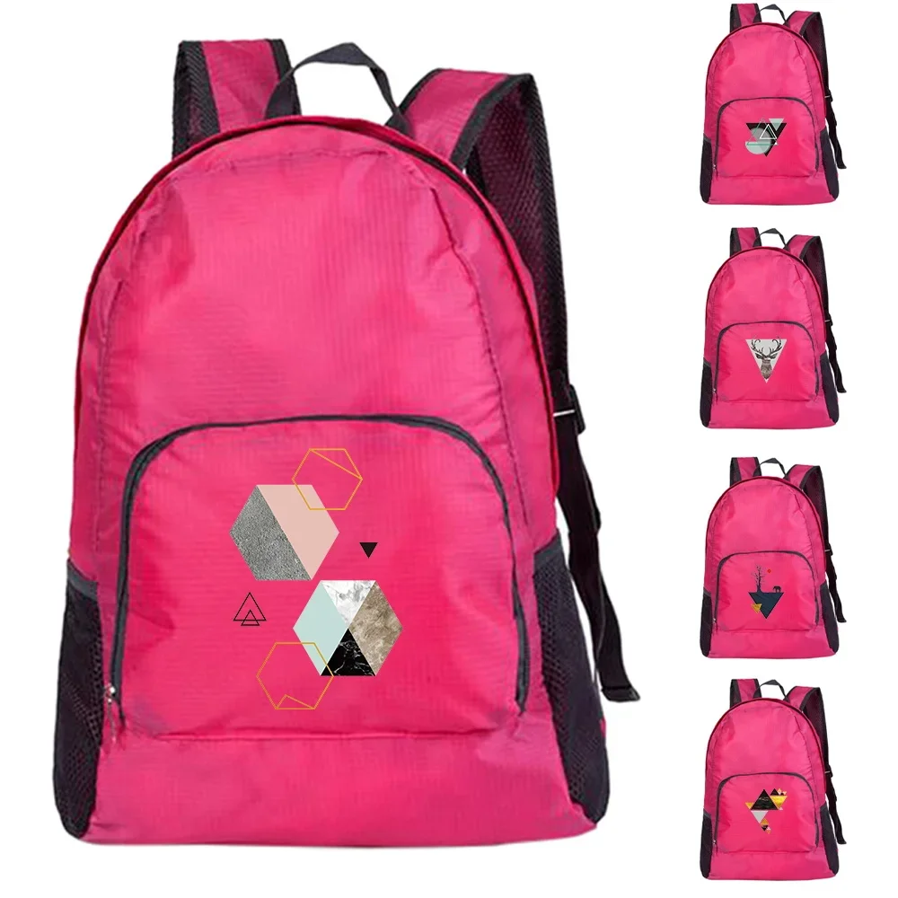 Shape Printed Foldable Backpack Lightweight Packable Ultralight Outdoor Folding Bag Travel Daypack Sports Daypack for Men Women