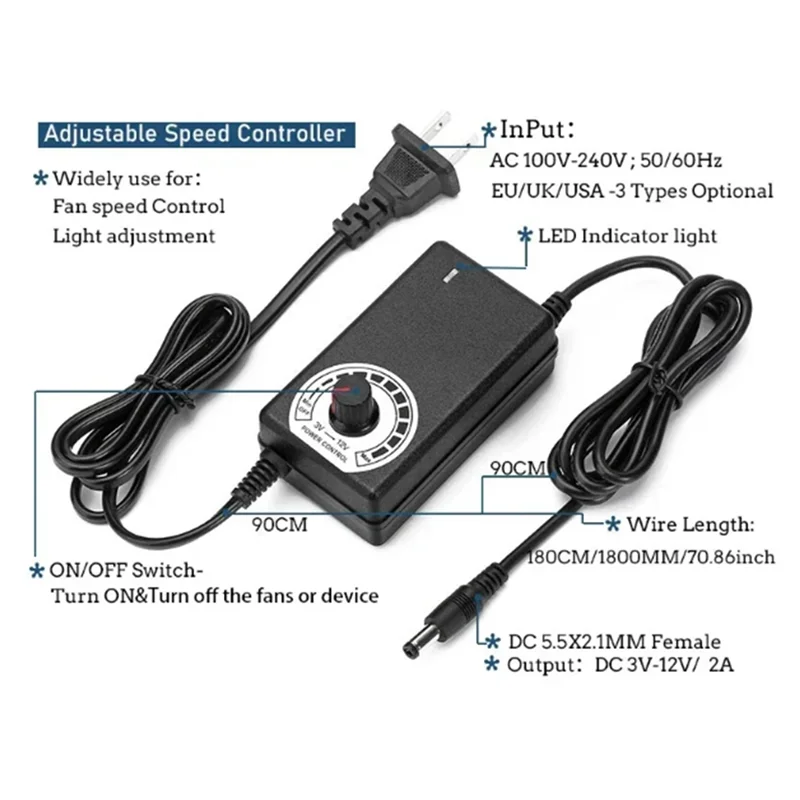 EMECE-Cooling Fan With Belt Controller Multi Functional Chassis Workstation Cooling Fan US Plug