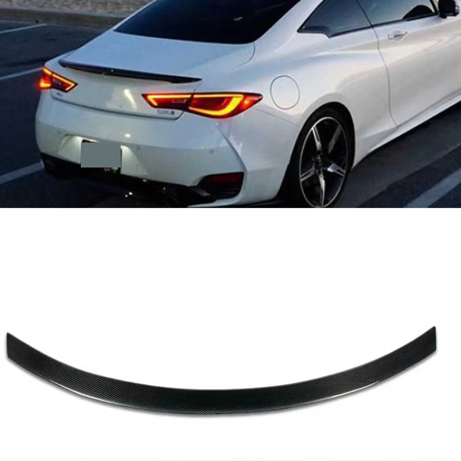 

For Infiniti Q60 / Q60S Coupe 2017 2018 2019 2020 2021 2022 Rear Trunk Spoiler Lip Wing Carbon Fiber Tailgate Lid Splitter Lip