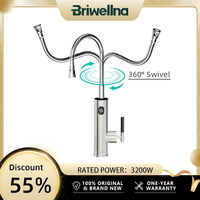 Briwellna Electric Water Heater Flowing Universal Spout Kitchen Faucet 2 in 1 Stainless Steel Electric Faucet 220V Heating Tap