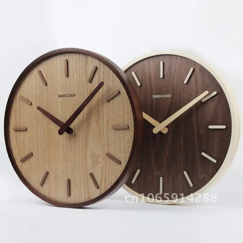 

Quefwood Norwegian Forest Three-Dimensional Wall Clock Quartz Movement Battery Powered round Shape Wood Case Living Room Decor
