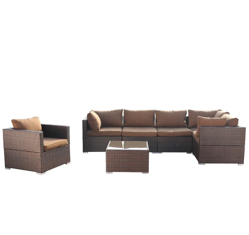 Made in china  New design Outdoor sofa set Rattan garden furniture  round rattan woven waterproof sofa rattan sofa