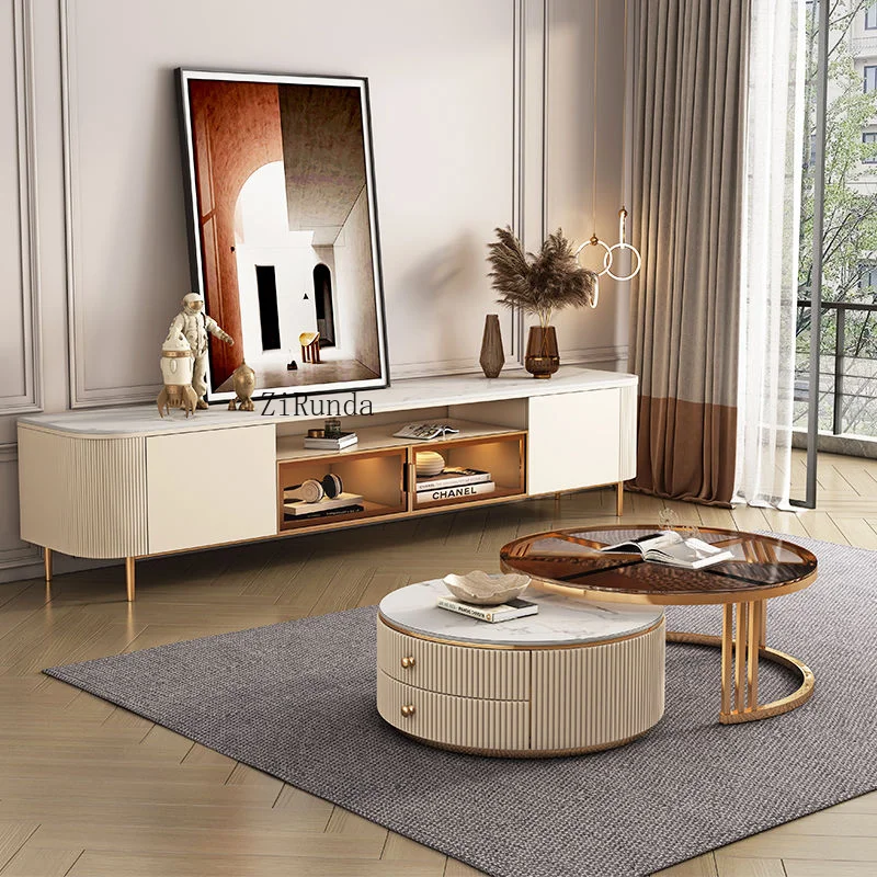 Light luxury horse block board coffee table TV cabinet combination small apartment modern simple living room coffee table