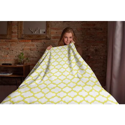 Kiparis Yellow Geometric Single and Double Fleece Blanket