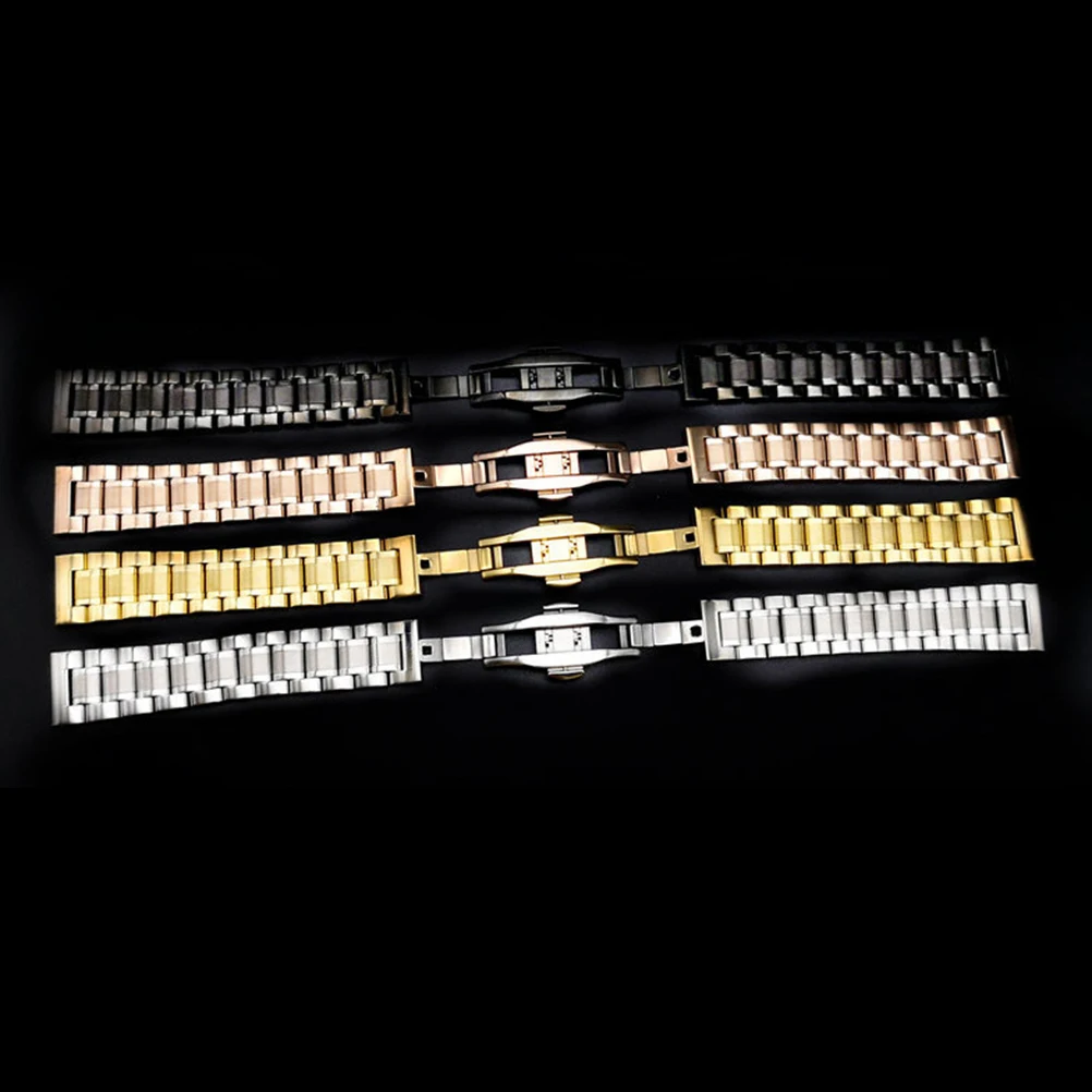

13mm Stainless Steel Watch Bands Durable Straps Metal Butterfly Buckle Replacement Compatible For Watches Accessories