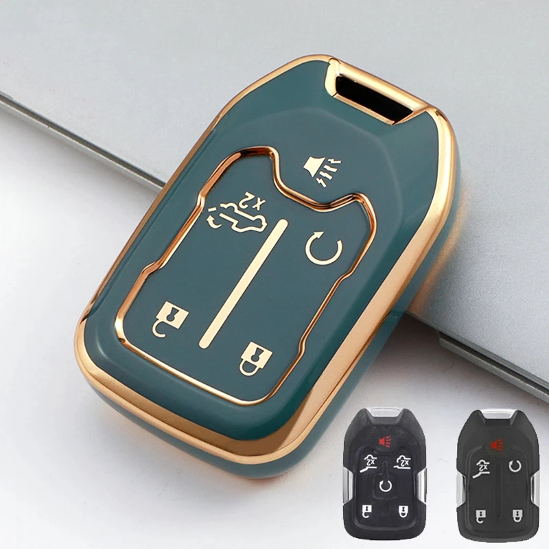 TPU Car Remote Key Fob Protective Cover Case Shell with Keychain For CHEVROLET Silverado 1500 3500HD Terrain Acadia GMC Sierra