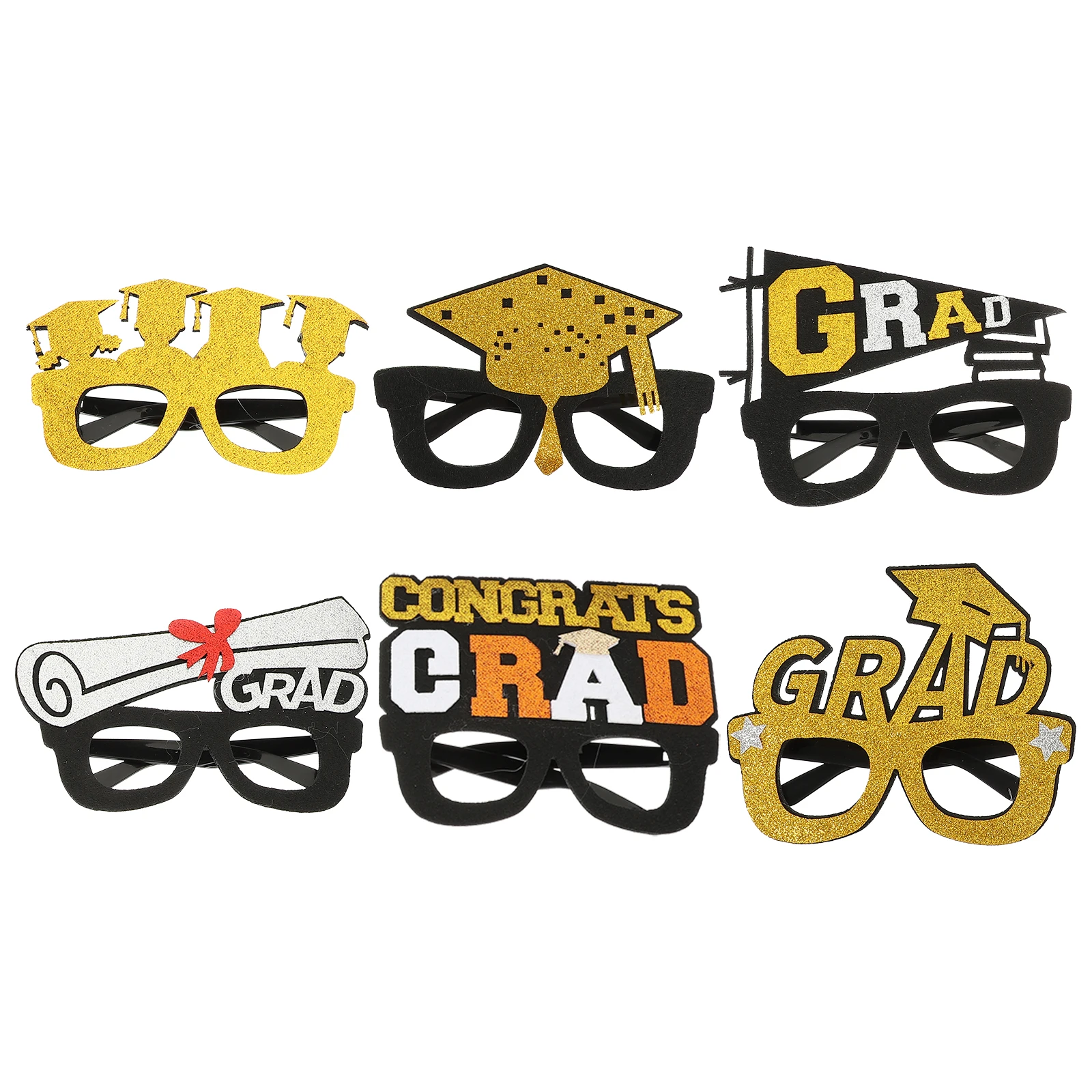

6pcs Photo Props Glasses Frame Delicate Funny Decor for Graduation Party Plastic Kindergarten Bulk Shooting Accessories