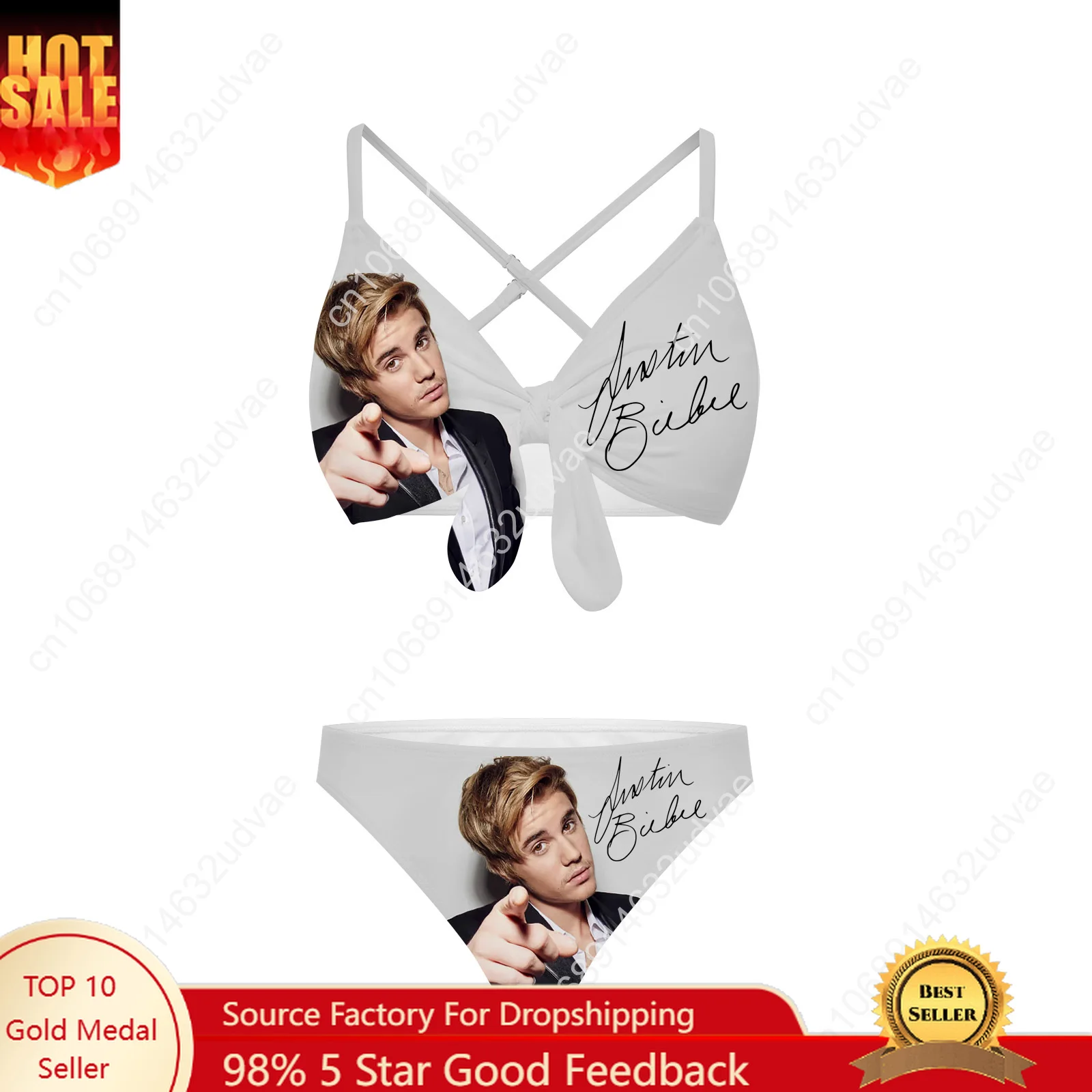 

Justin Bieber Bathing Suits Cross Strap Suspenders Swimsuits Womens Personalized Bikini Pool Party Swimwear Customized Beachwear