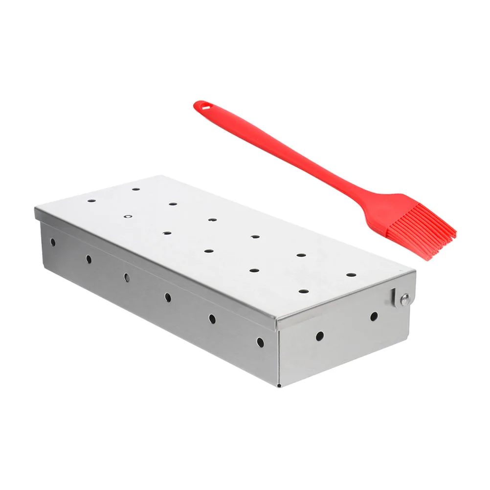 

Bbq Smoker Box High Temp Resistant Stainless Steel Outdoor Grill Accessory Wood Chips Container Durable Corrosion Proof Easy