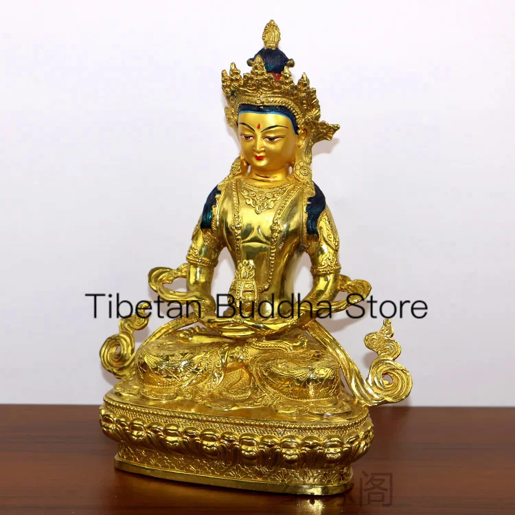 Pure bronze Tibetan Tantric Nepalese Longevity Buddha 7 inch bronze statue