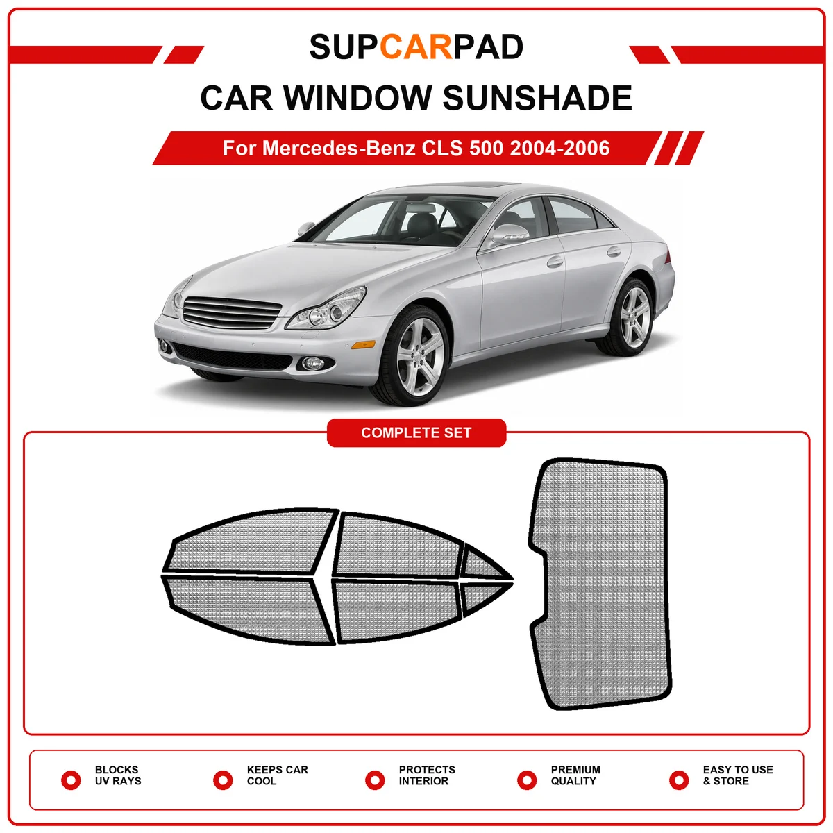 For Mercedes-Benz CLS 500 2004-2006 Pre‑Cut Auto Window Sunshade Anti‑UV Car Sun Visor Protector