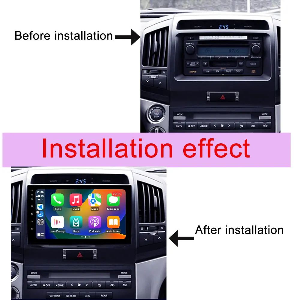 Carplay اللاسلكي لتويوتا لاند كروزر 11 200 2007 -2015 راديو السيارة فيديو مشغل الوسائط المتعددة شاشة سبليت نظام تحديد المواقع نافي DSP ستيريو BT