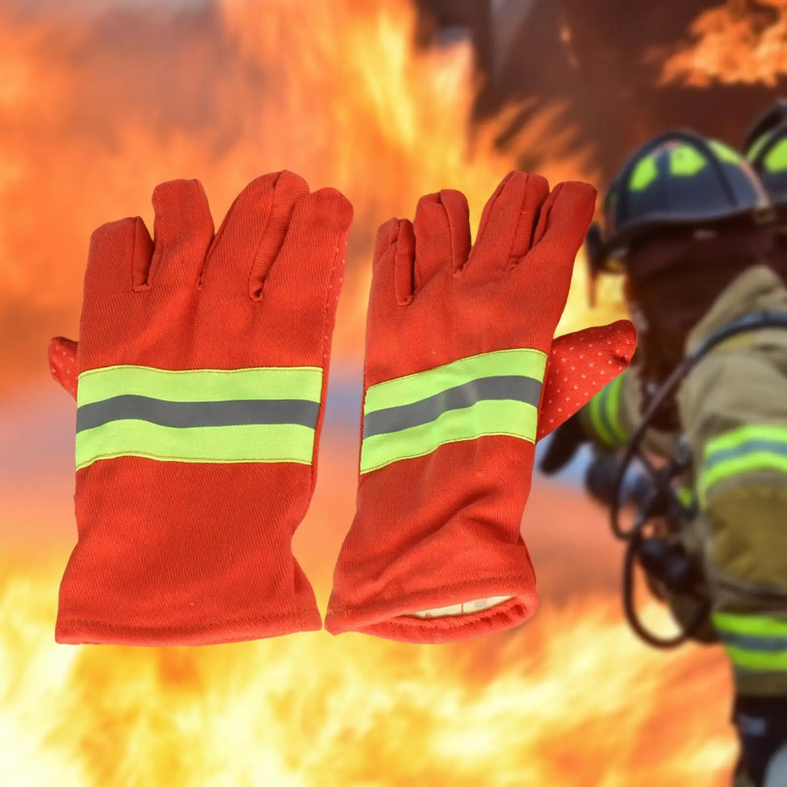 2x Orange Firefighting Gloves Flame Resistance Fire Proof for Men and Women