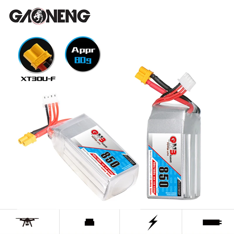 2szt GNB 3S 11.1V 850mAh 80C/MAX 160C Akumulator Lipo do RC FPV Racing Drone Quadcopter Helicopter Model Części Akumulator 3S