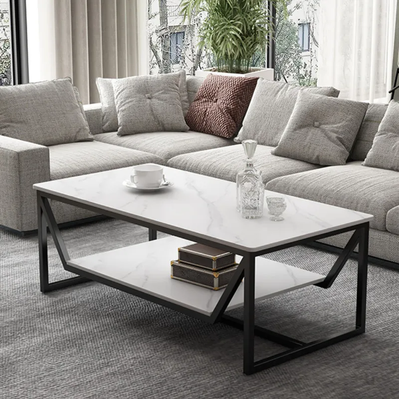 

Coffee table living room small apartment household simple Nordic light luxury marble rectangular tea table