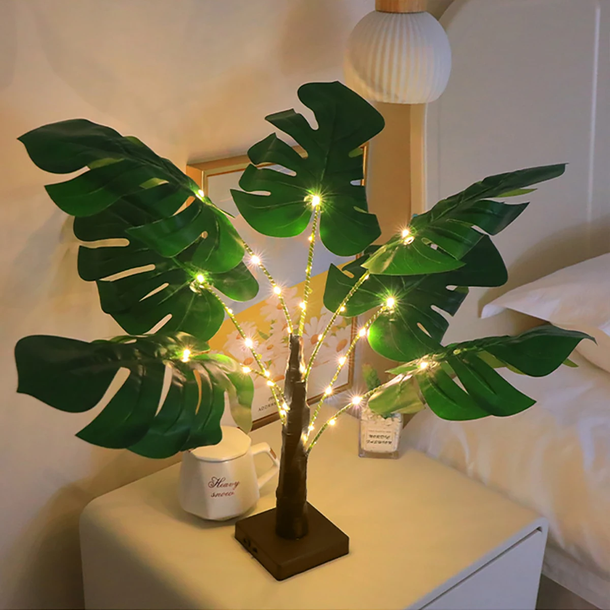 

Nice 1pc Back Leaf Tree Lamp Is Suitable For Indoor Decoration Scene Decoration, Home And Party Atmosphere Decoration